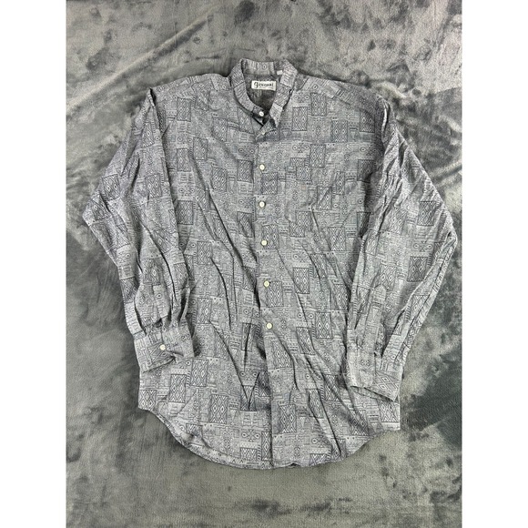 giovanni Other - Giovanni M Vintage Button Down Shirt Gray Abstract Tribal Print Long Sleeve